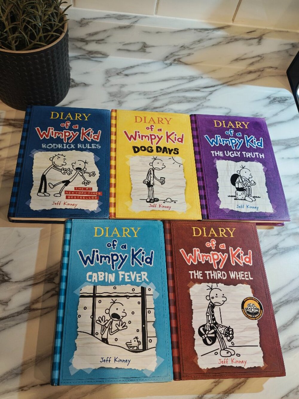 Diary of a Wimpy Kid Books Set of 5 Hardcover Jeff Kinney Rodrick Rules Dog Days